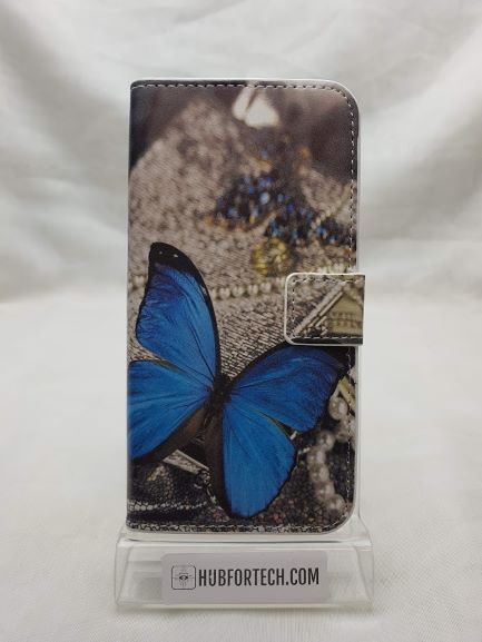 Huawei P20 Lite Wallet Case Butterfly Blue Fashion