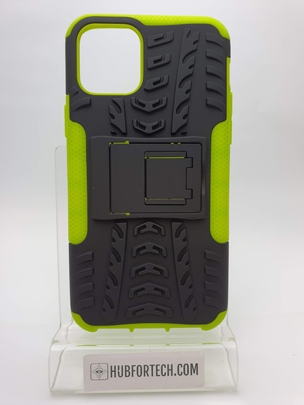 iPhone 11 Pro Back Case Black/Lime Green with stand