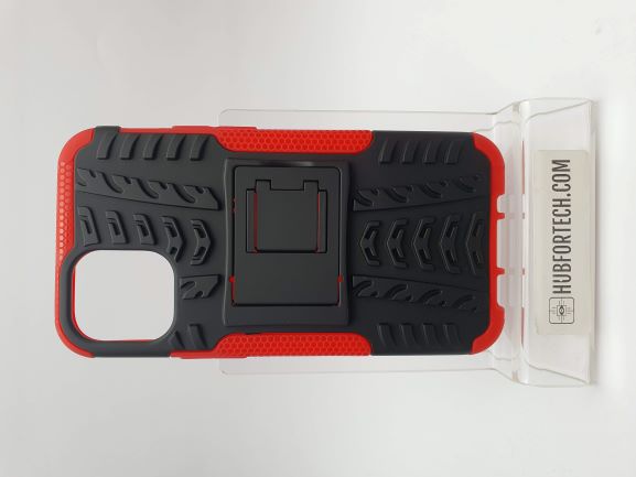 iPhone 12 Mini Back Case Black/Red with Kick Stand