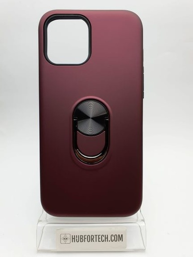 iPhone 12 Pro Max Back Case Burgundy with Long Ring Stent