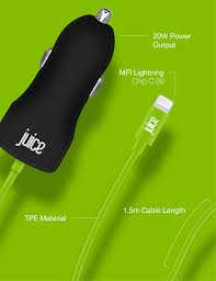 Juice car charger with lightning cable